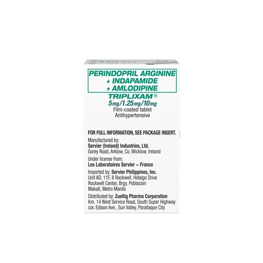 TRIPLIXAM Perindopril arginine + Indapamide + Amlodipine besilate 5mg/1.25mg/10mg Sold Per Piece [Prescription Required] image