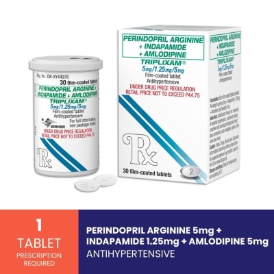 TRIPLIXAM - TRIPLIXAM Perindopril arginine + Indapamide + Amlodipine besilate 5mg/1.25mg/5mg Sold Per Piece  [Prescription Required] image