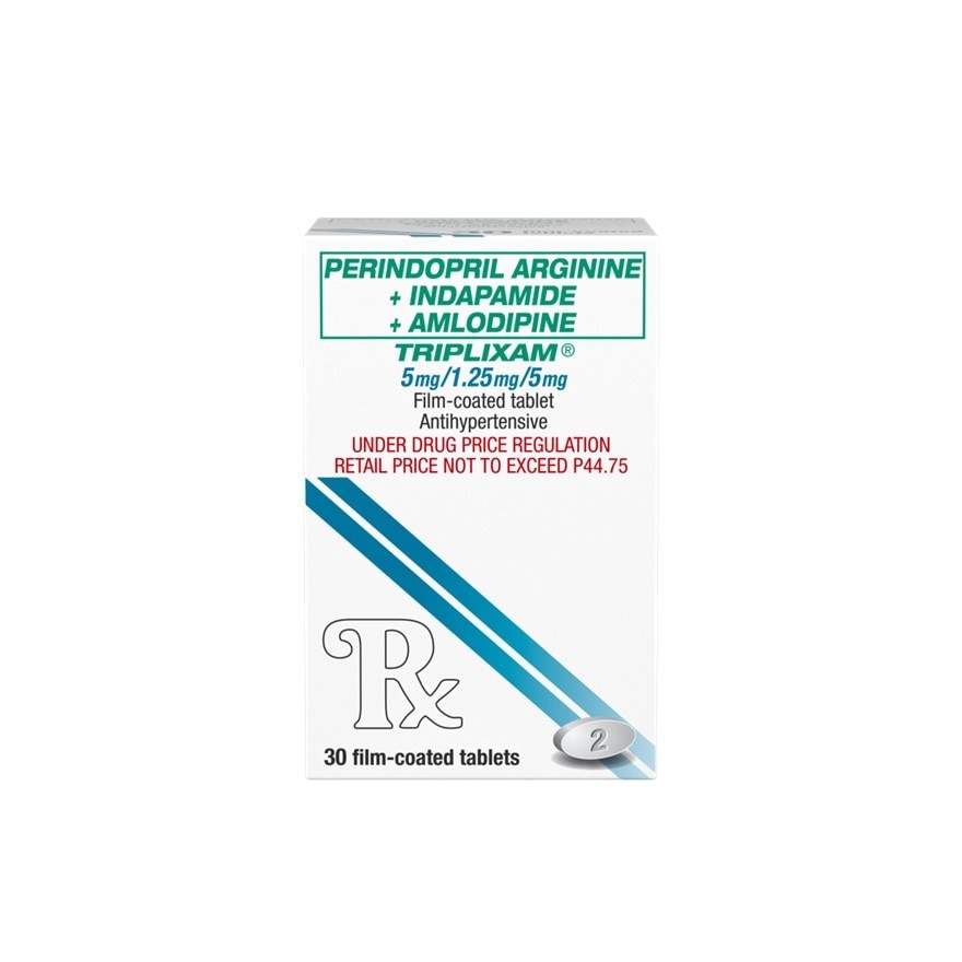 TRIPLIXAM Perindopril arginine + Indapamide + Amlodipine besilate 5mg/1.25mg/5mg Sold Per Piece  [Prescription Required] image