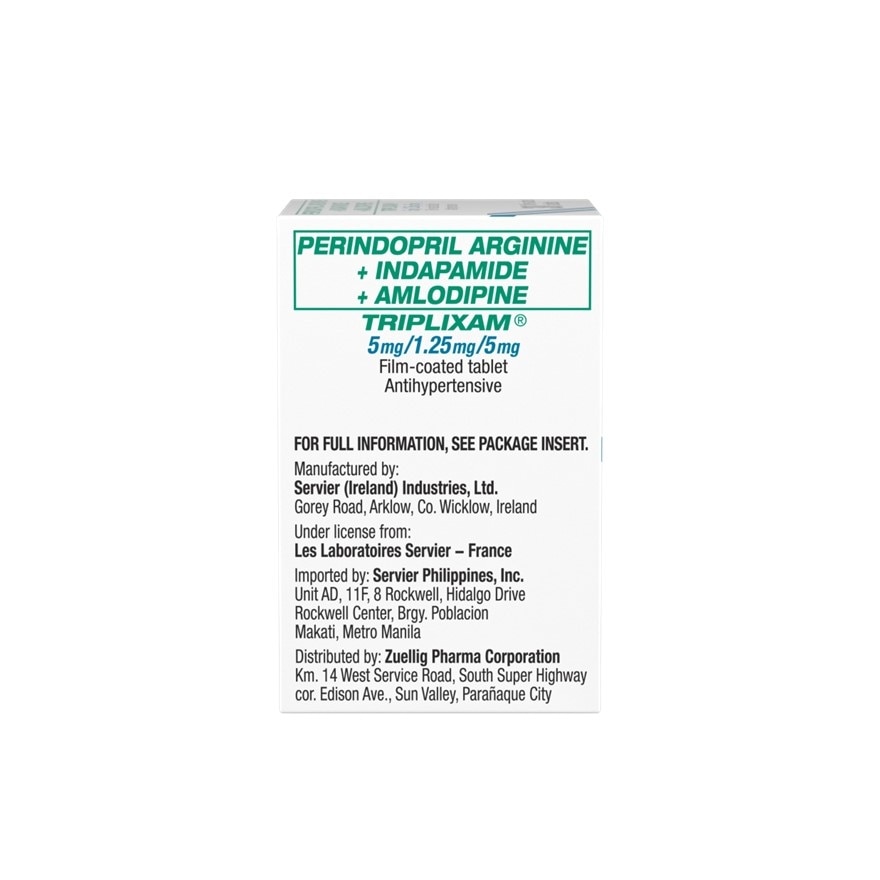 TRIPLIXAM Perindopril arginine + Indapamide + Amlodipine besilate 5mg/1.25mg/5mg Sold Per Piece  [Prescription Required] image
