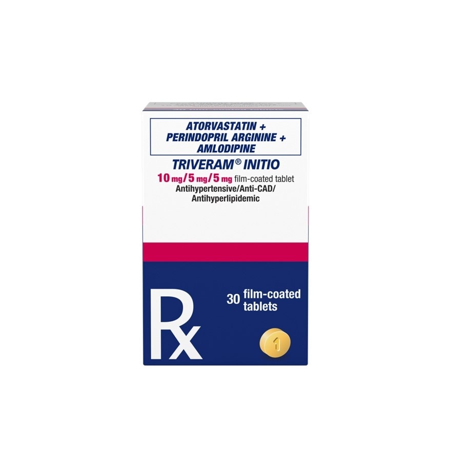 TRIVERAM INITIO Atorvastatin 10 mg+ Perindopril 5 mg + Amlodipine 5 mg Sold Per Piece [PRESCRIPTION REQUIRED]