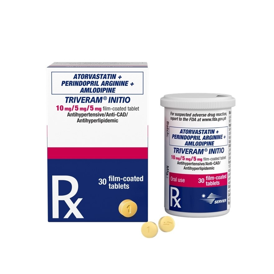 TRIVERAM INITIO Atorvastatin 10 mg+ Perindopril 5 mg + Amlodipine 5 mg Sold Per Piece [PRESCRIPTION REQUIRED]