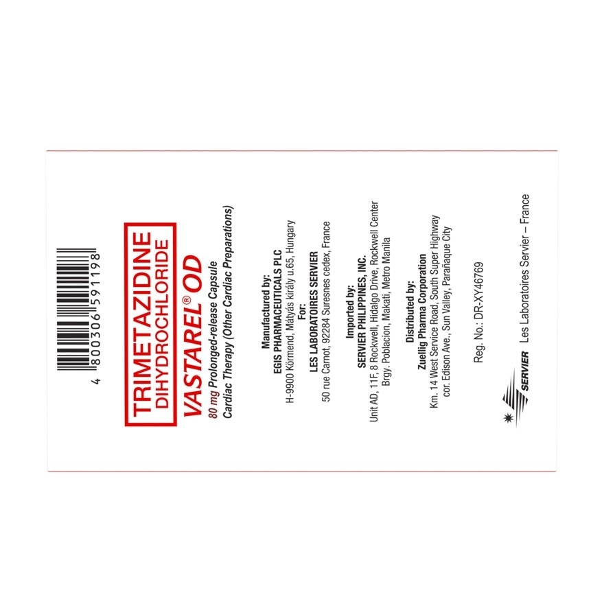 Vastrel OD Trimetazidine Dihydrochloride 80mg 1 Capsule (Sold Per Piece) [Prescription Required] image
