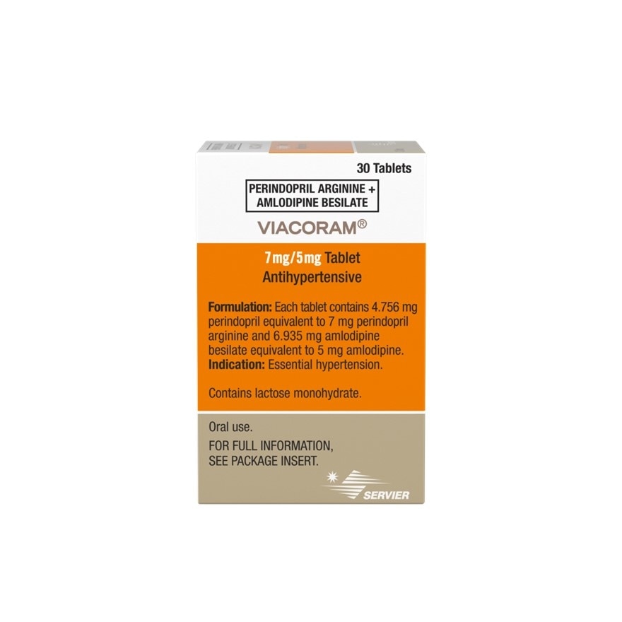VIACORAM 7/5  Perindopril 7 mg + Amlodipine 5 mg Sold Per Piece [PRESCRIPTION REQUIRED] image
