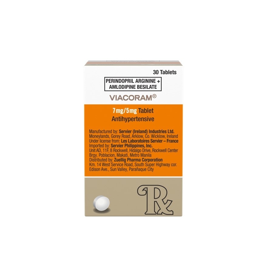 VIACORAM 7/5  Perindopril 7 mg + Amlodipine 5 mg Sold Per Piece [PRESCRIPTION REQUIRED] image