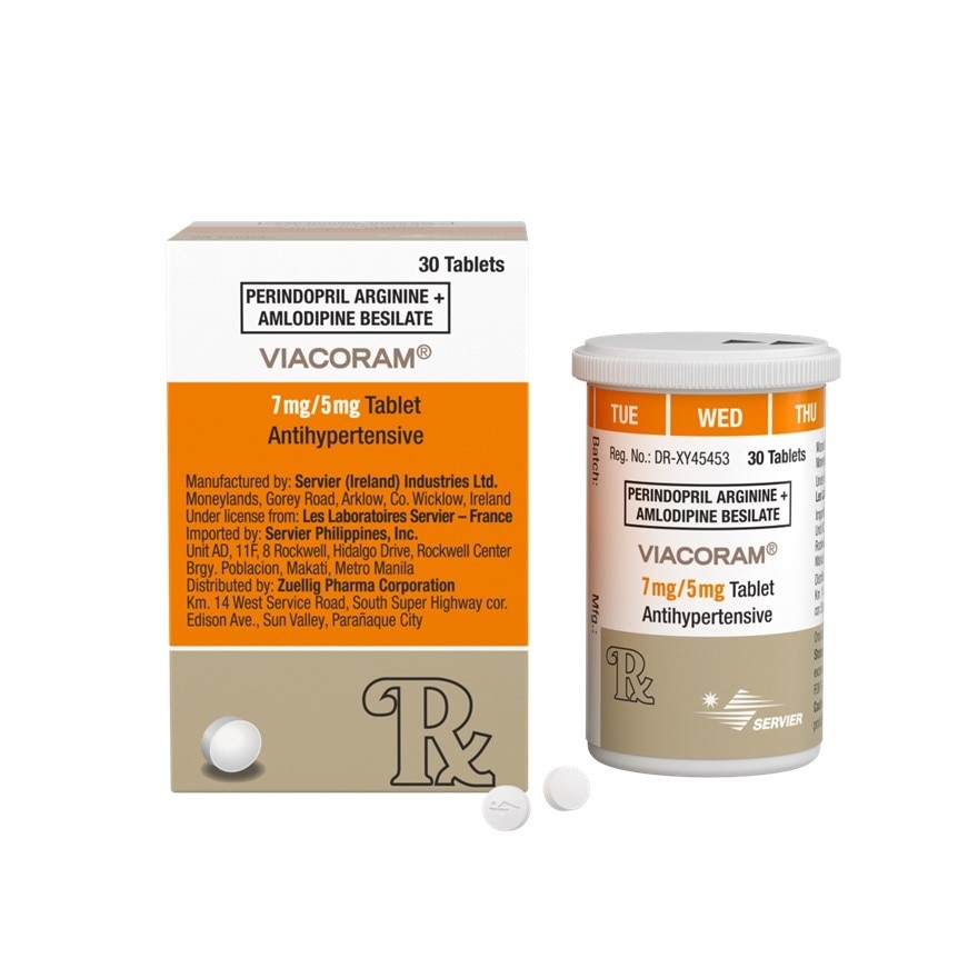 VIACORAM 7/5  Perindopril 7 mg + Amlodipine 5 mg Sold Per Piece [PRESCRIPTION REQUIRED] image