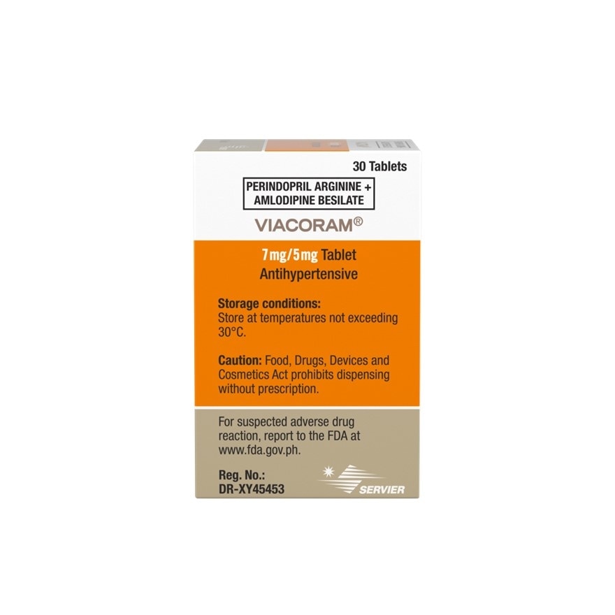 VIACORAM 7/5  Perindopril 7 mg + Amlodipine 5 mg Sold Per Piece [PRESCRIPTION REQUIRED] image