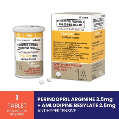 VIACORAM - VIACORAM Perindopril arginine + Amlodipine besilate 3.5mg/2.5mg Sold Per Piece [Prescription Required] image