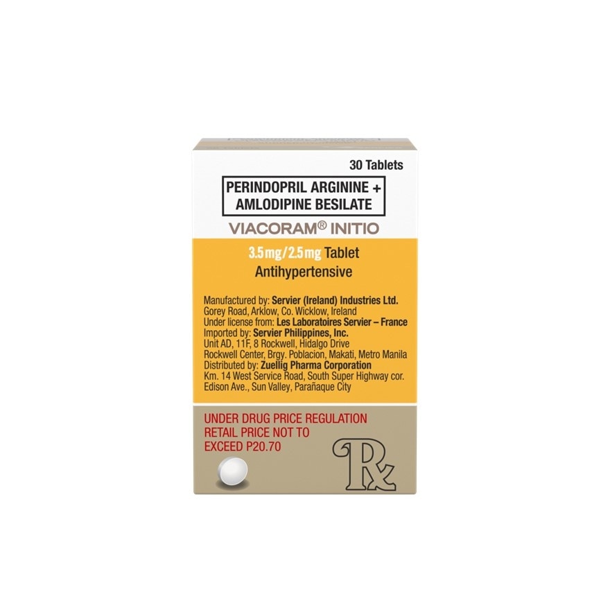 VIACORAM Perindopril arginine + Amlodipine besilate 3.5mg/2.5mg Sold Per Piece [Prescription Required] image