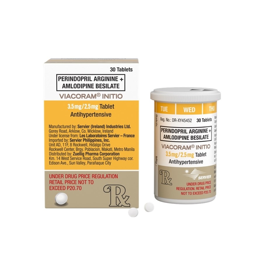 VIACORAM Perindopril arginine + Amlodipine besilate 3.5mg/2.5mg Sold Per Piece [Prescription Required]