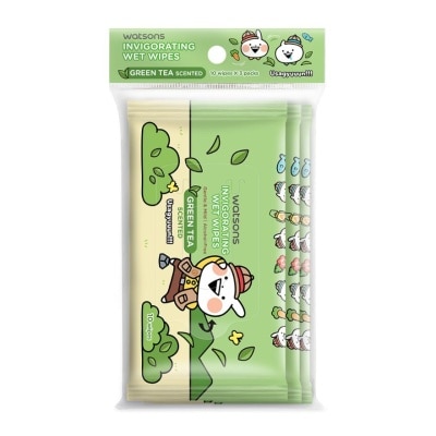 WATSONS WATSONS Usagyuuun Invigorating Wet Wipes Green Tea Scented 10 Sheets x 3 Packs