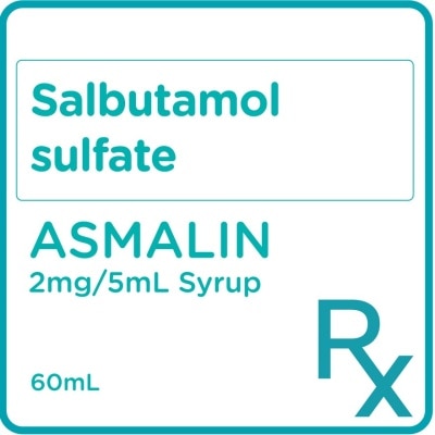 ASMALIN Salbutamol Sulfate 2 mg/5 mL Syrup 60 mL [PRESCRIPTION REQUIRED]