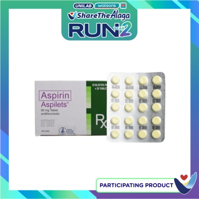 ASPILETS Aspirin 80 mg 1 Chewable Tablet [PRESCRIPTION REQUIRED] image