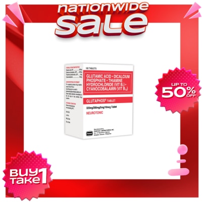 GLUTAPHOS Dicalcium phosphate 200 mg; Glutamic acid 325 mg; Thiamine HCl 5 mg; Vitamin B12 10 mcg 1 Tablet