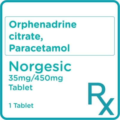 NORGESIC Orphenadrine citrate 35mg + Paracetamol 450mg 1 Tablet [PRESCRIPTION REQUIRED]