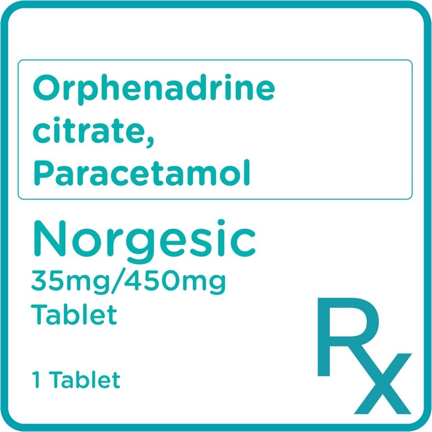 NORGESIC Orphenadrine citrate 35mg + Paracetamol 450mg Sold Per Piece [PRESCRIPTION REQUIRED]