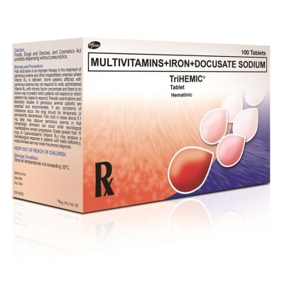 TRIHEMIC Multivitamins; Iron; Docusate sodium  1 Tablet