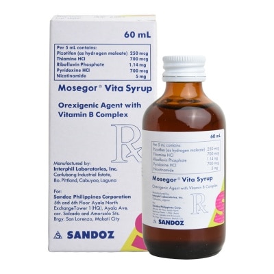 MOSEGOR VITA Pizotifen hydrogen maleate; Vit B1; Vit B2; Vit B6; Nicotinamide Syrup 60mL [PRESCRIPTION REQUIRED]