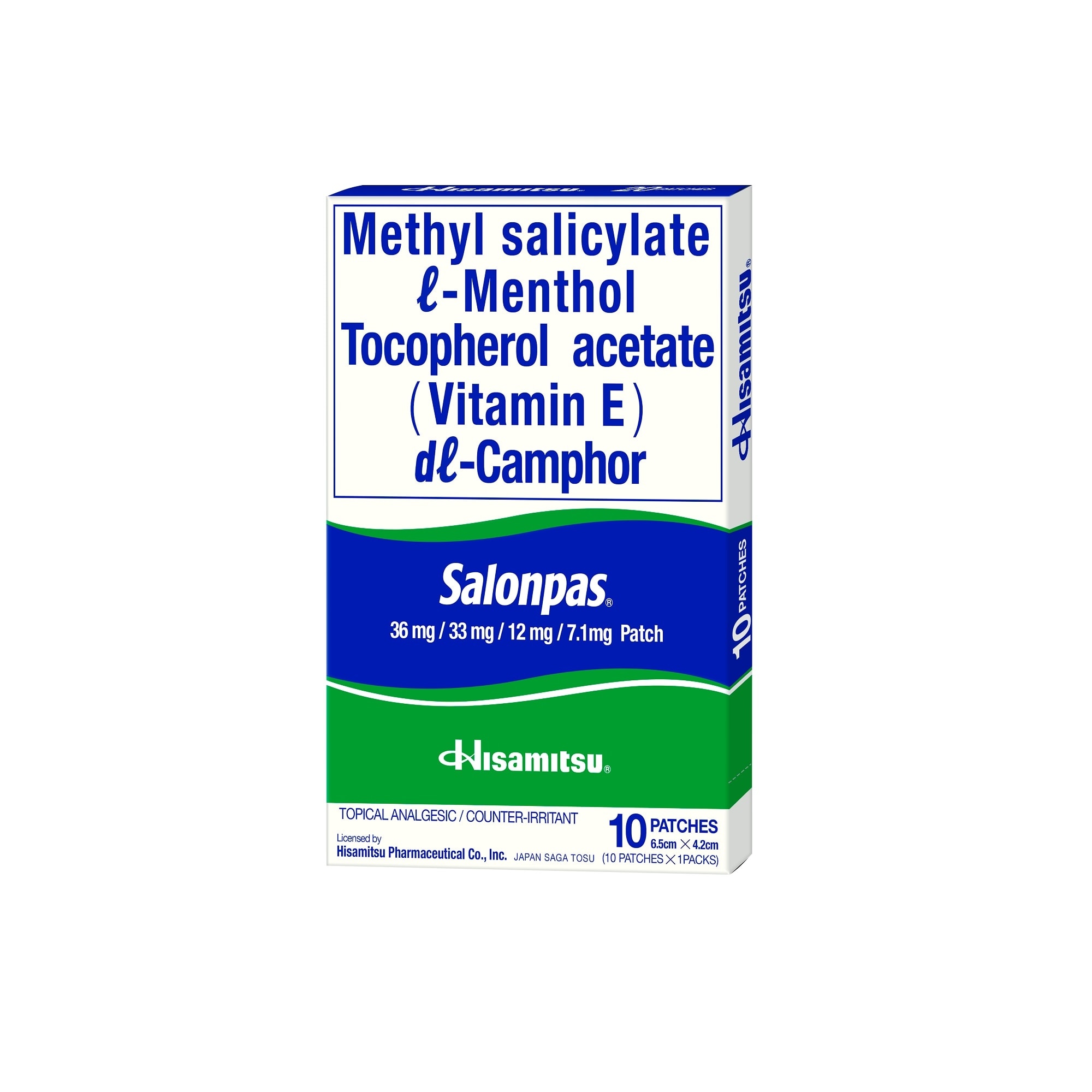 Methylsalicylate 105mg Menthol 31.5mg Medicated Patch