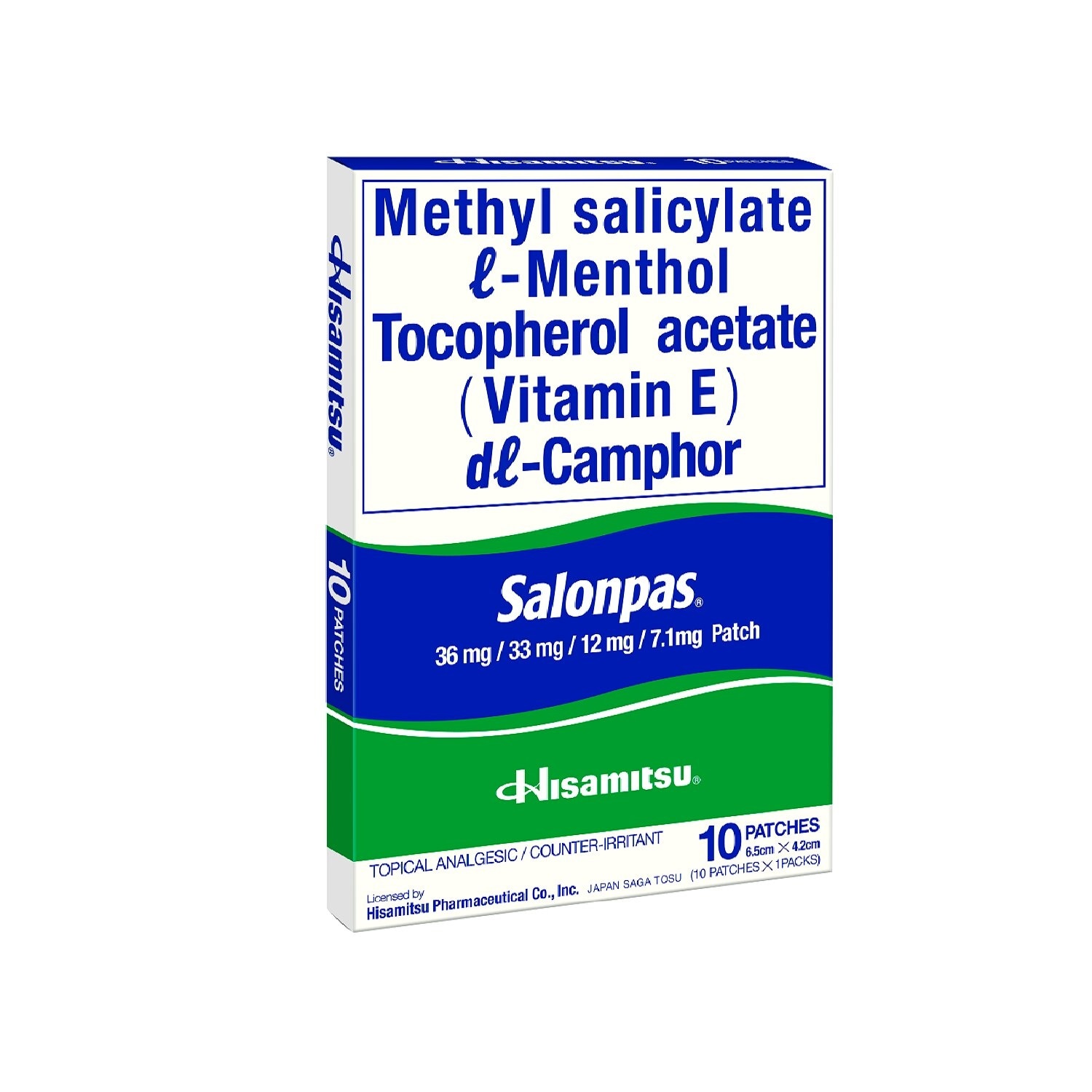 Methylsalicylate 105mg Menthol 31.5mg Medicated Patch