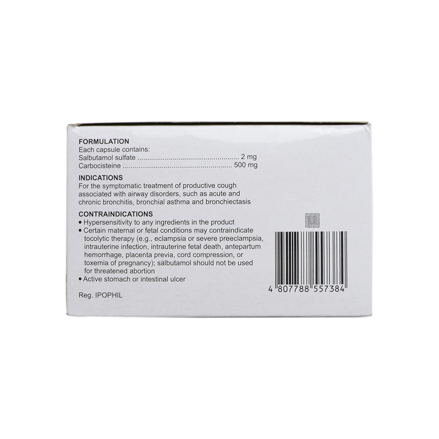 Salbutamol 2mg + Carbocisteine 500mg 1 Capsule [PRESCRIPTION REQUIRED]