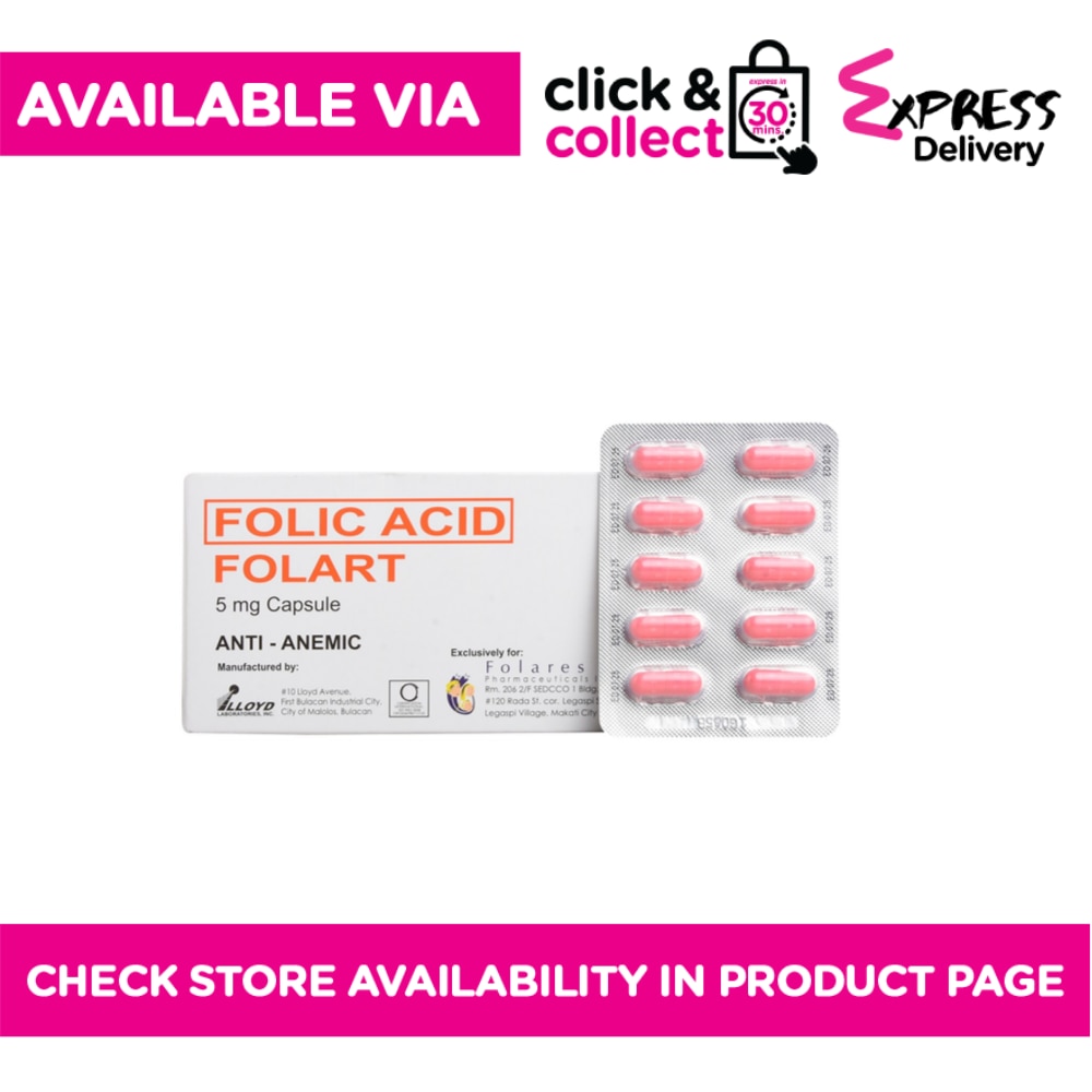 FOLART Folic Acid 5mg Sold Per Piece [Prescription Required]