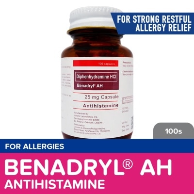 BENADRYL Benadryl AH 25mg 100s - Allergy medicine, Antihistamine, Diphenhydramine, Drowsy, Allergic Rhinitis