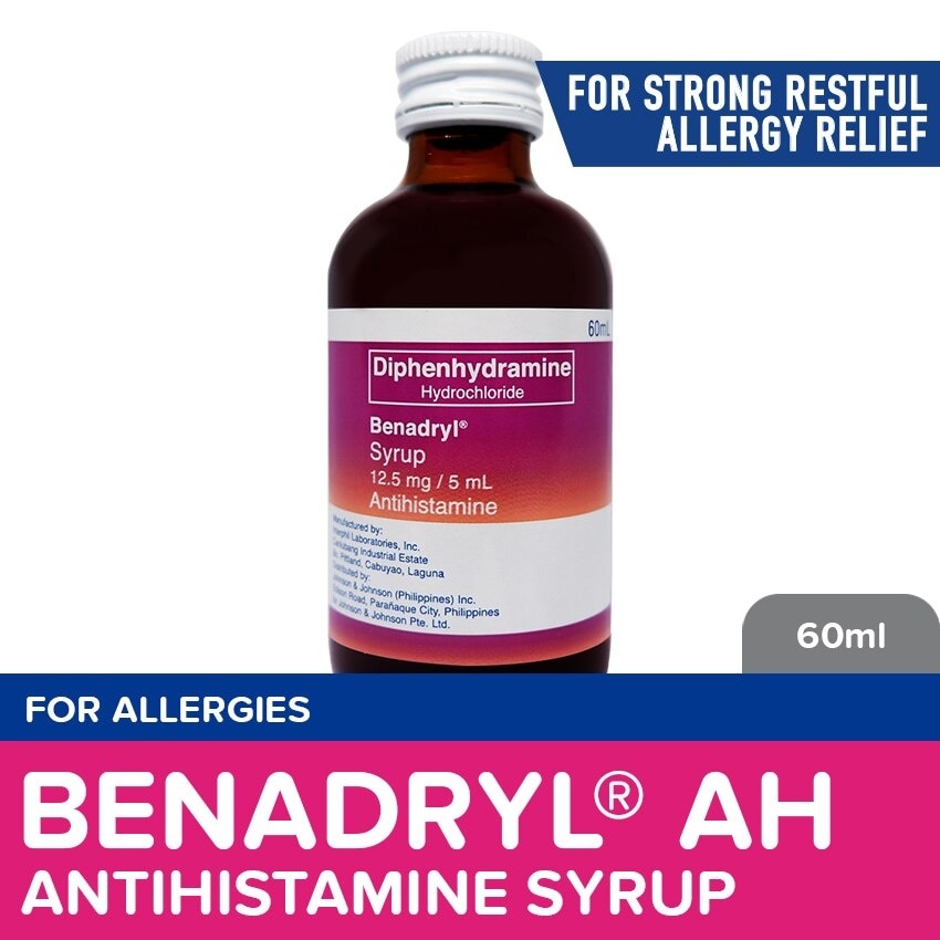 Benadryl Syrup 60ml - Allergy medicine, Antihistamine, Diphenhydramine