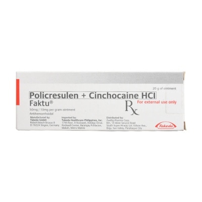 FAKTU Policresulen + Cinchocaine Hydrochloride Ointment 20g [PRESCRIPTION REQUIRED]