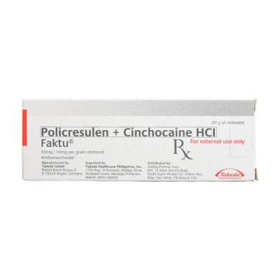 FAKTU Policresulen + Cinchocaine Hydrochloride Ointment 20g [PRESCRIPTION REQUIRED]