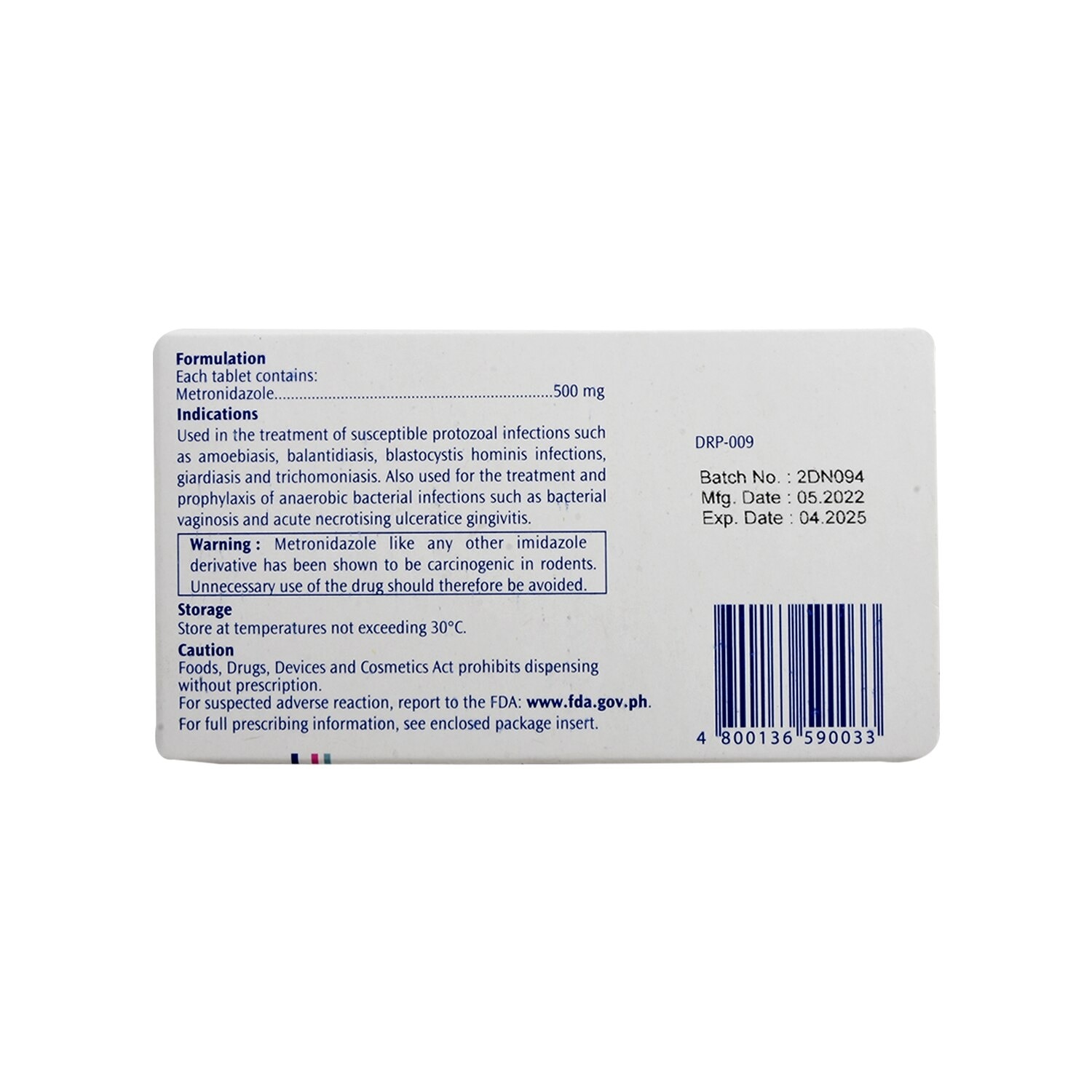 Metronidazole 500mg 1 Tablet [PRESCRIPTION REQUIRED]