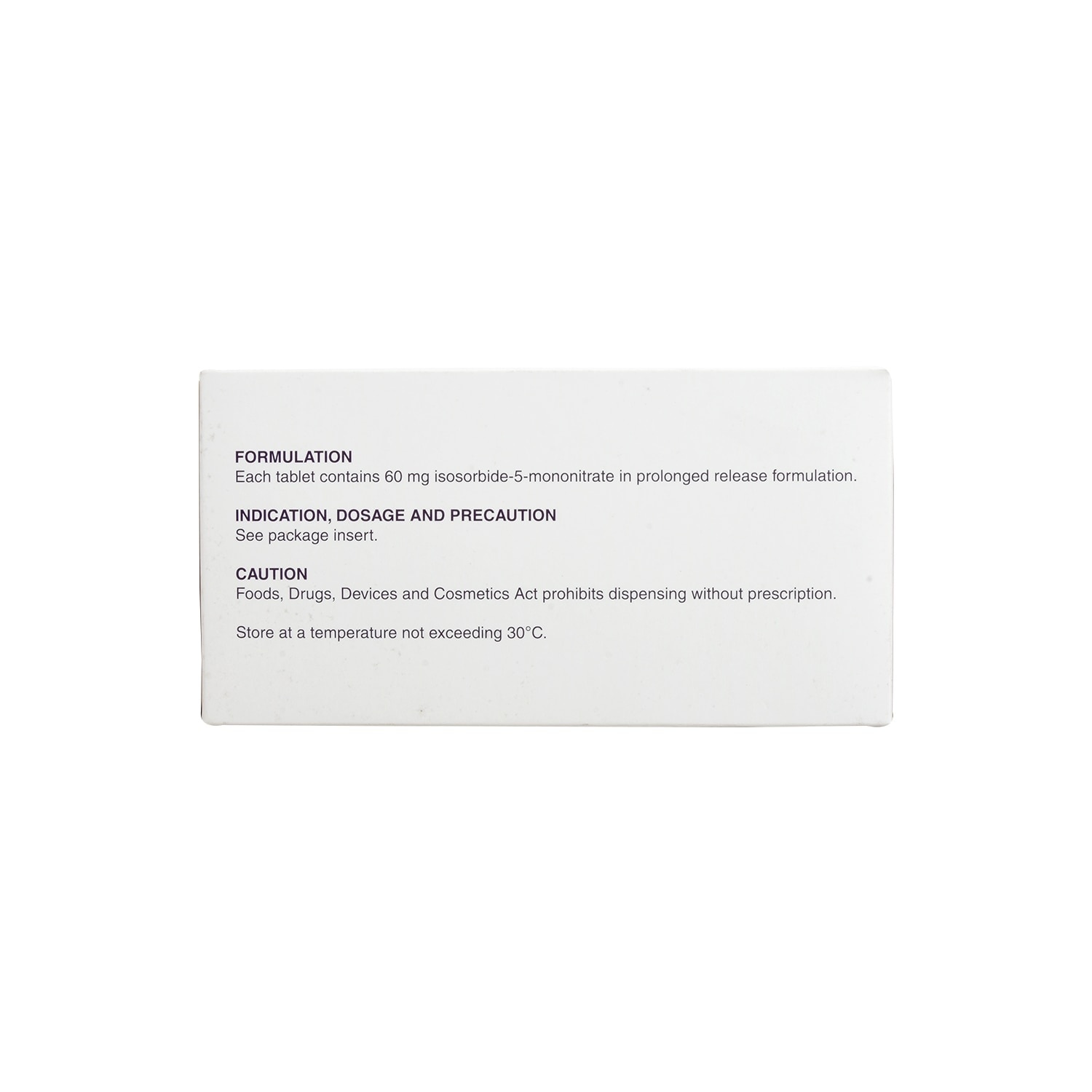 Isosorbide5mononitrate 60mg 1 Tablet [PRESCRIPTION REQUIRED]