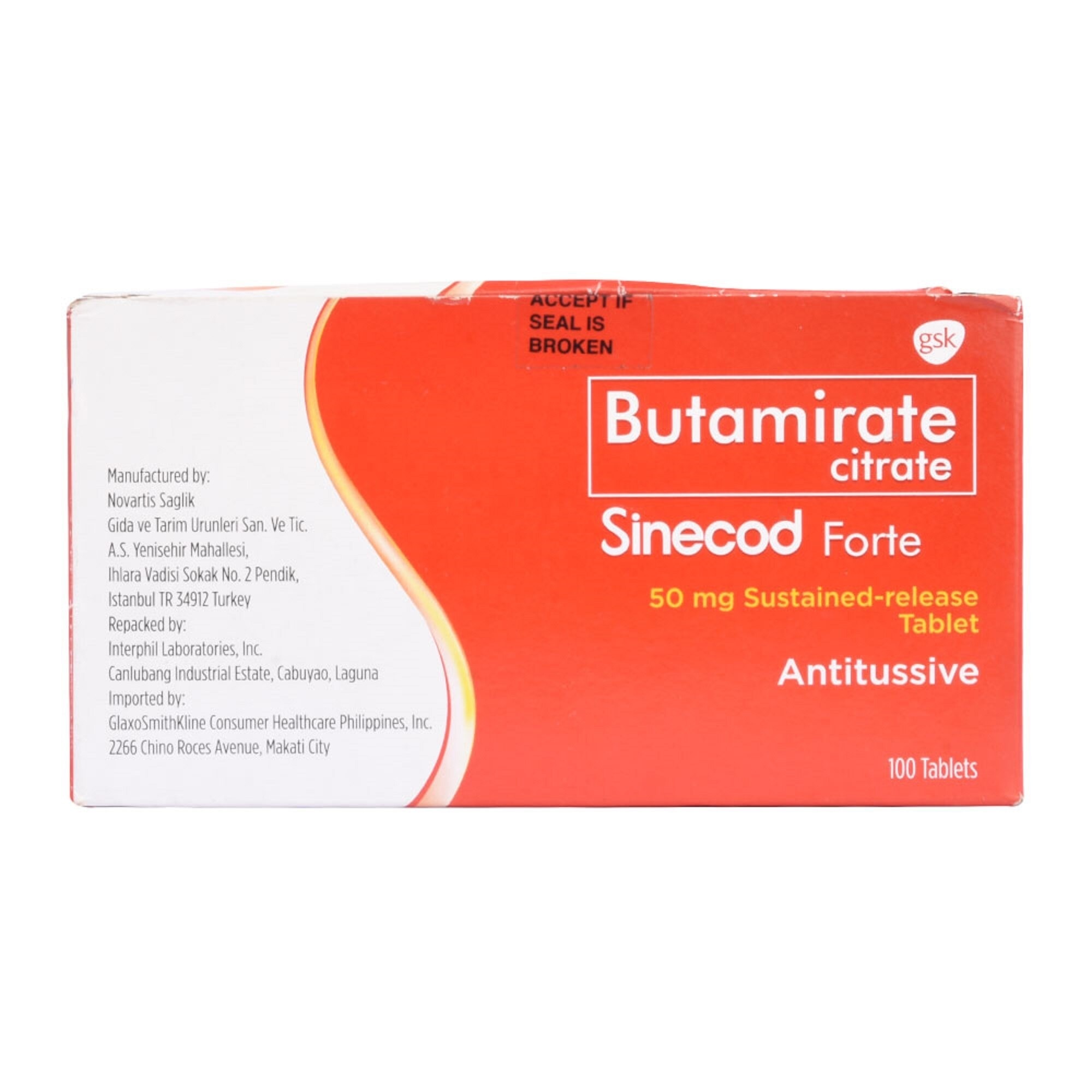 SINECOD Butamirate Citrate 50mg 1 tablet