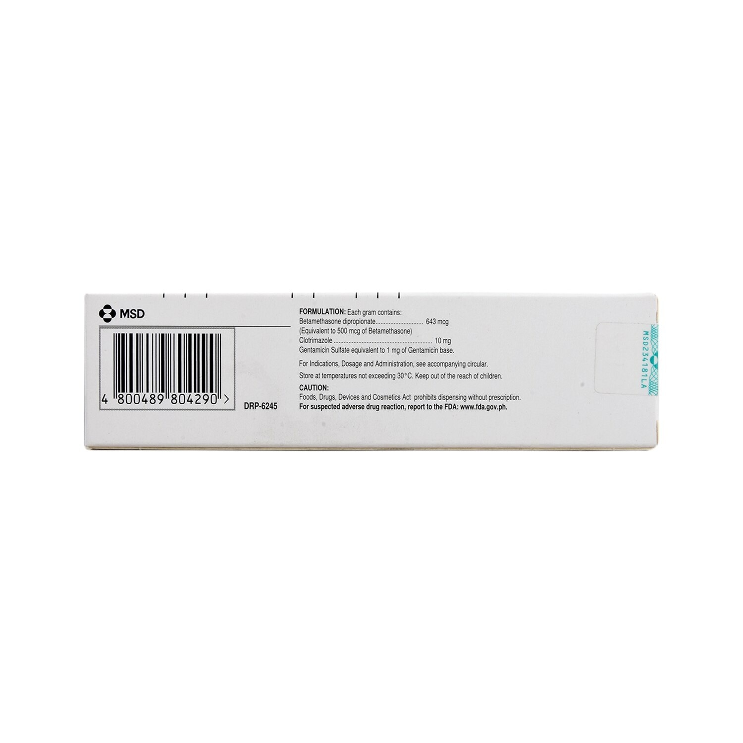 Betamethasone Dipropionate + Gentamicin Sulfate + Clotrimazole 500 mcg/ 1 mg/ 10 mg Ointment x5g [PRESCRIPTION REQUIRED]