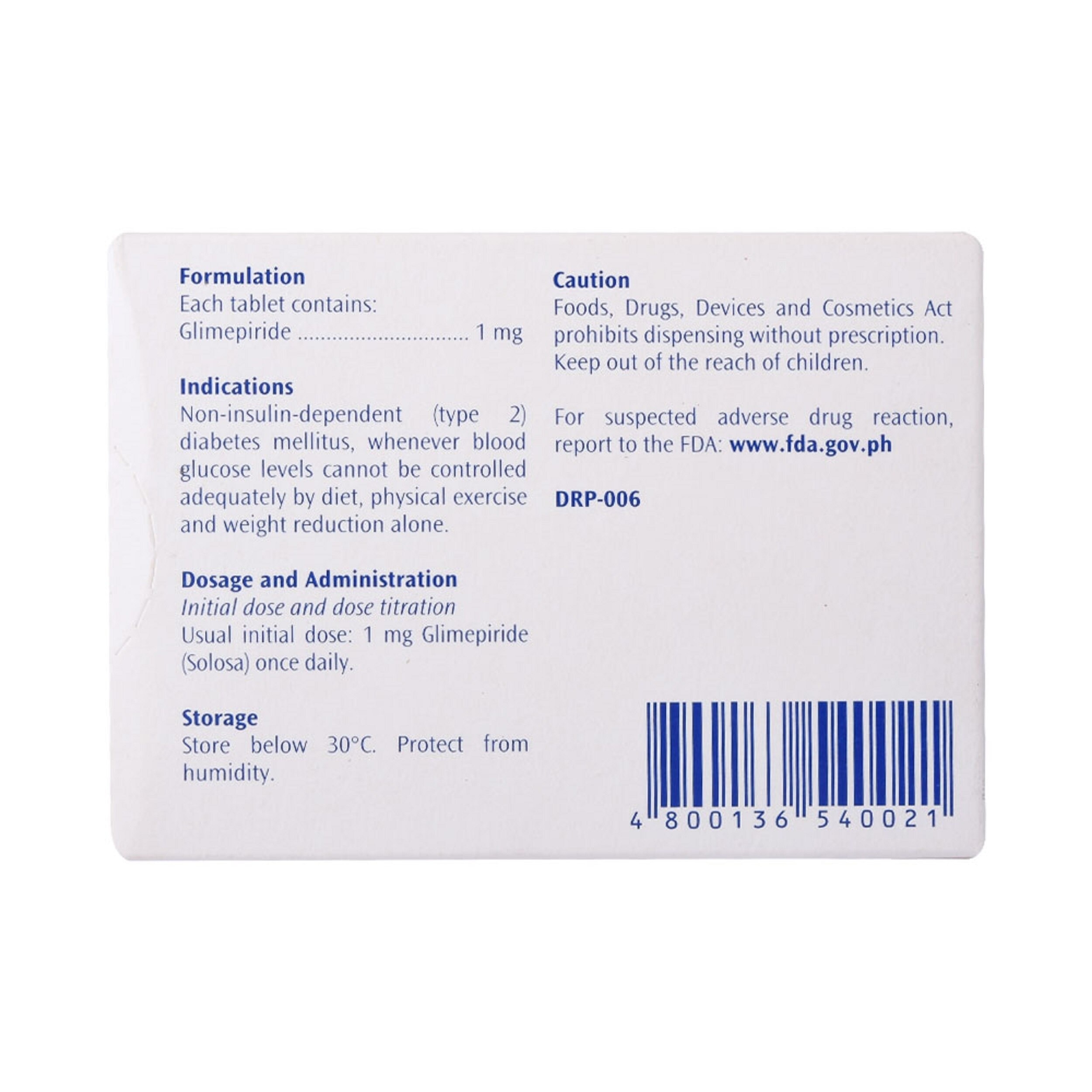 Glimepiride 1Mg 1 Tablet [PRESCRIPTION REQUIRED]