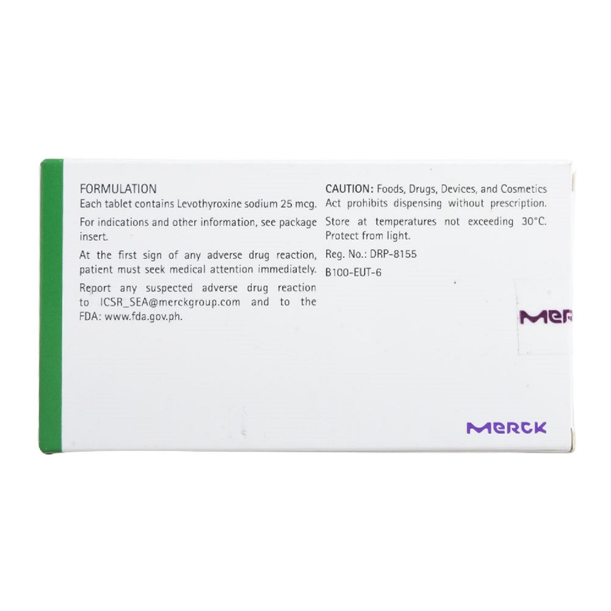 Levothyroxine Sodium 25mcg 1 Tablet [PRESCRIPTION REQUIRED]