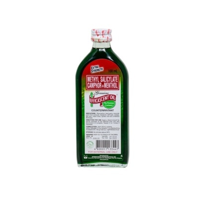 EFFICASCENT OIL Methyl Salicylate + Camphor + Menthol + Eucalyptus Oil + Mineral Oil  Extra Strength 100mL