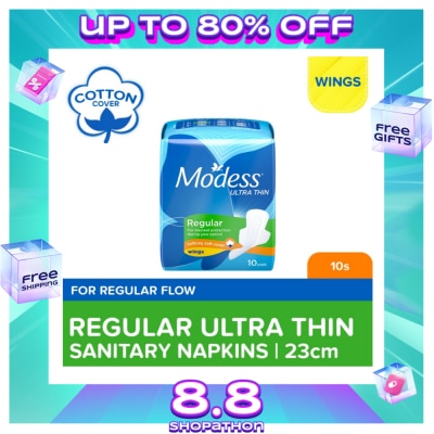 MODESS Modess Regular Ultra Thin with Wings Sanitary Napkin 10s - Light Flow, Thin Pad