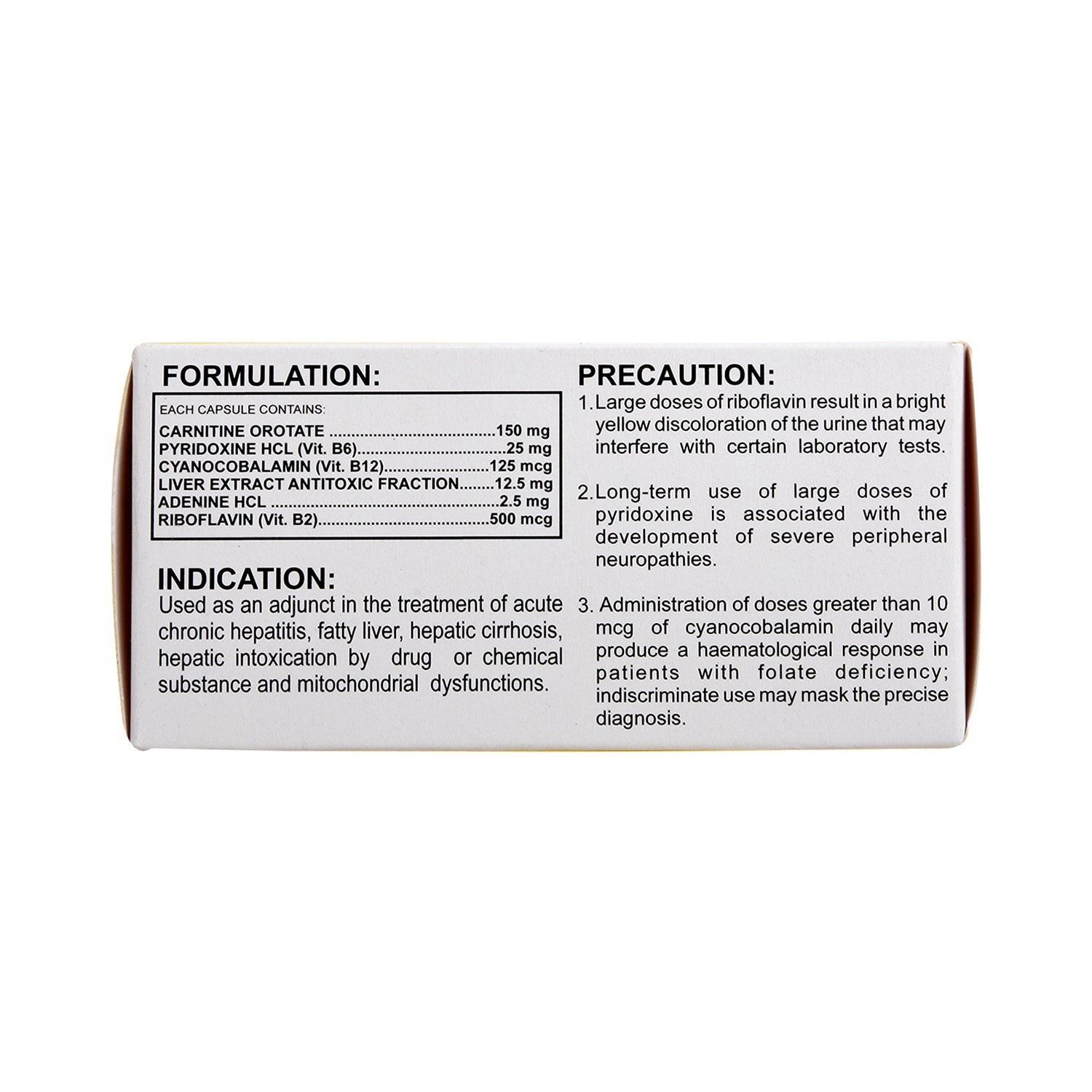 Carnitine orotate + Pyridoxine HCl + Cyanocobalamin + Amino acids + Adenine HCl + Riboflavin 1 Capsule [PRESCRIPTION REQUIRED]