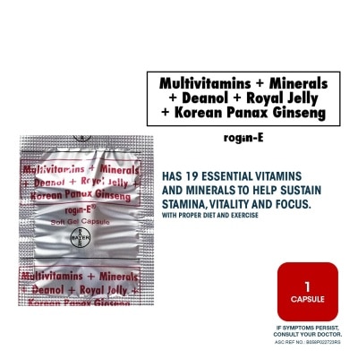 ROGIN E Multivitamins + Minerals + Deanol + Royal Jelly + Korean Panax Ginseng 1 Softgel Capsule