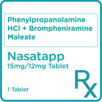 NASATAPP Phenylpropanolamine HCl 15mg + Brompheniramine Maleate 12mg 1 Tablet [PRESCRIPTION REQUIRED]