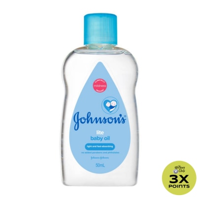 JOHNSONS BABY Johnson's Lite Baby Oil 50mL - Newborn, Baby Care, Baby Massage Oil, Baby Oil for Newborn