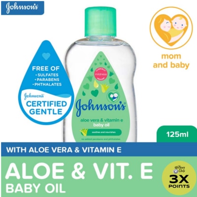 JOHNSONS BABY Johnson's Aloe Vera with Vitamin E Baby Oil 125ml- Newborn, Baby Massage Oil, Baby Oil for Newborn