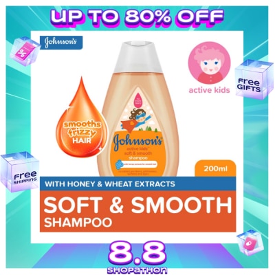 JOHNSONS BABY Johnson's Active Kids Soft & Smooth Baby Shampoo 200ml - Shampoo for Kids, For Kids Bath