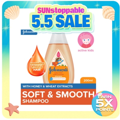 JOHNSONS BABY - Johnson's Active Kids Soft & Smooth Baby Shampoo 200ml - Shampoo for Kids, For Kids Bath