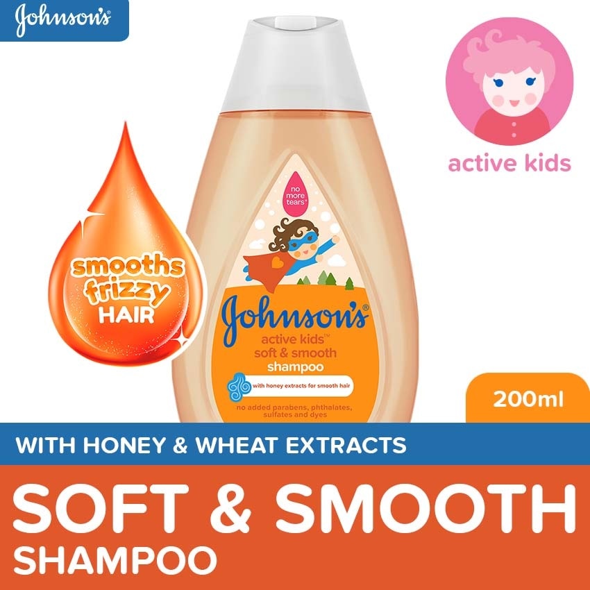 Johnson's Active Kids Soft & Smooth Baby Shampoo 200ml - Shampoo for Kids, For Kids Bath