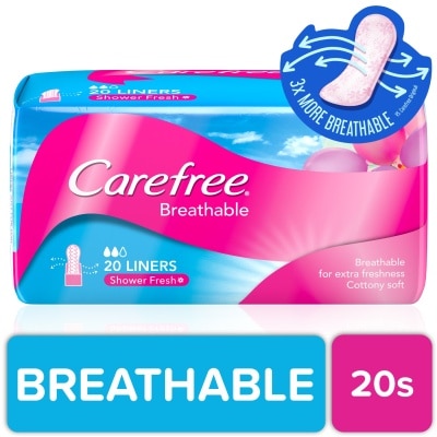 CAREFREE Carefree Breathable Panty Liners Flats 20s - Feminine Care, Odor Control, Absorb Discharge