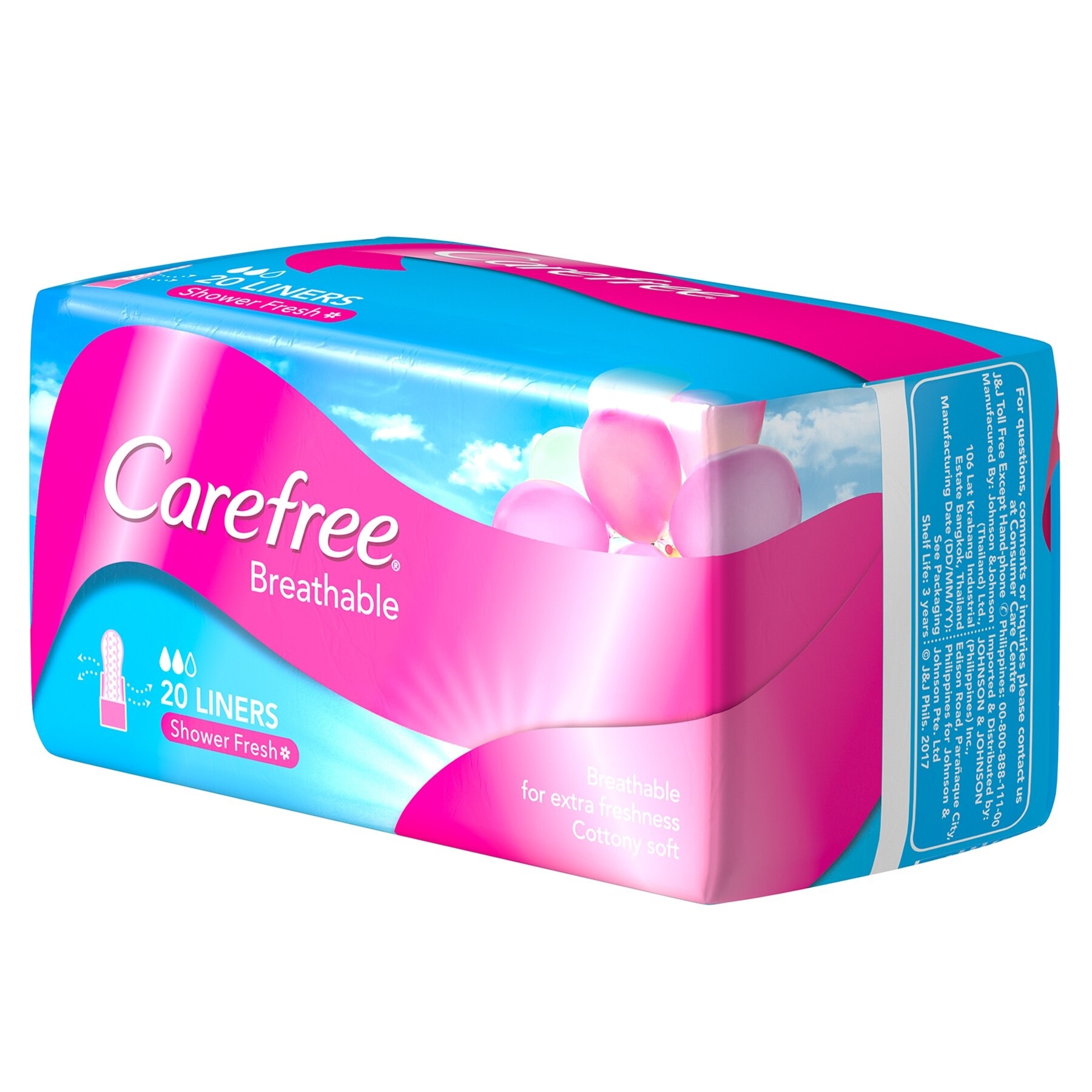 Carefree Breathable Panty Liners Flats 20s - Feminine Care, Odor Control, Absorb Discharge