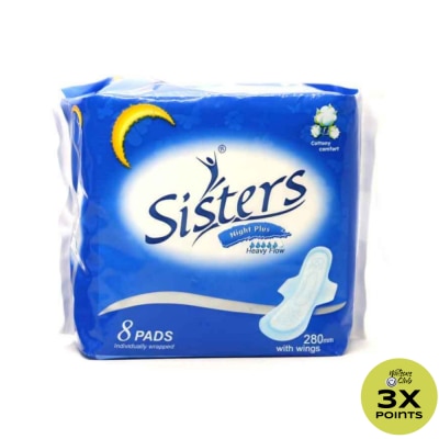 SISTERS Night Plus Heavy Flow Cottony Comfort  8 pads