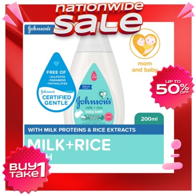 JOHNSONS BABY Johnson's Milk + Rice Baby Bath 200ml - Baby Essentials, Baby Care, Baby Wash, Body Wash For Baby